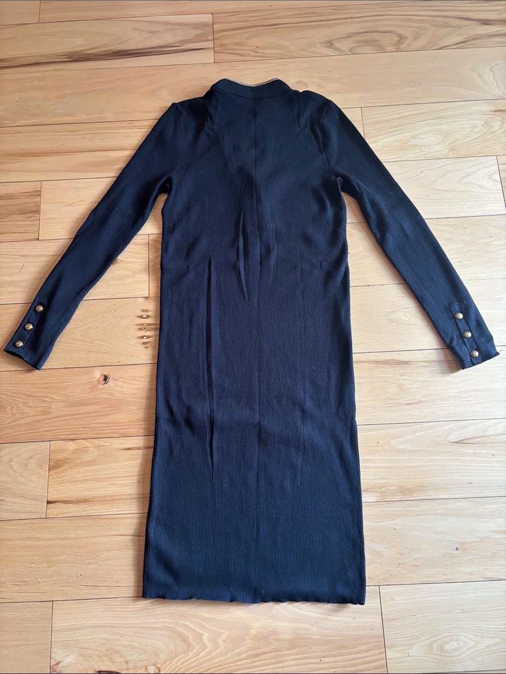 Ralph Lauren Black Long-Sleeve Dress with Gold Buttons - Picture 3 of 4